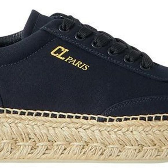 Christian Louboutin Navy and Tan Espadrille Flats - Picture 2 of 10